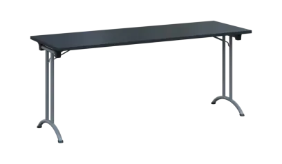 SLA 180 lak skládací jednací stůl 1800x600, deska 25 mm, podnož stříbrný lak, deska antracit